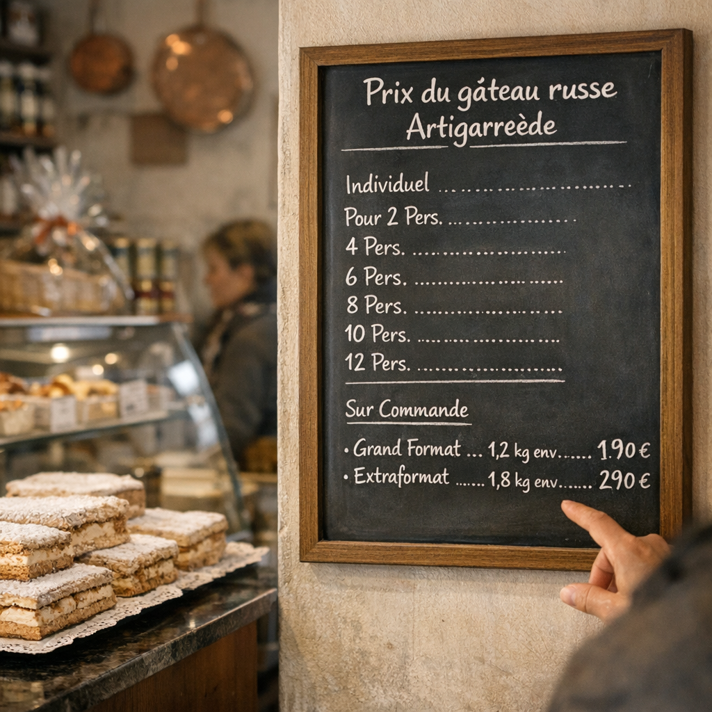 Prix du gâteau russe Artigarrède : le tableau à consulter avant l’achat