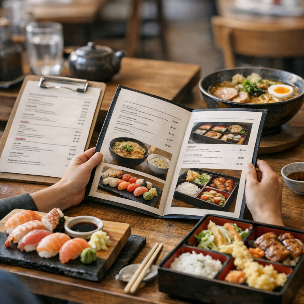 Carte et prix&nbsp;: combien prévoir pour sushi, ramen, bento ou menu midi&nbsp;?