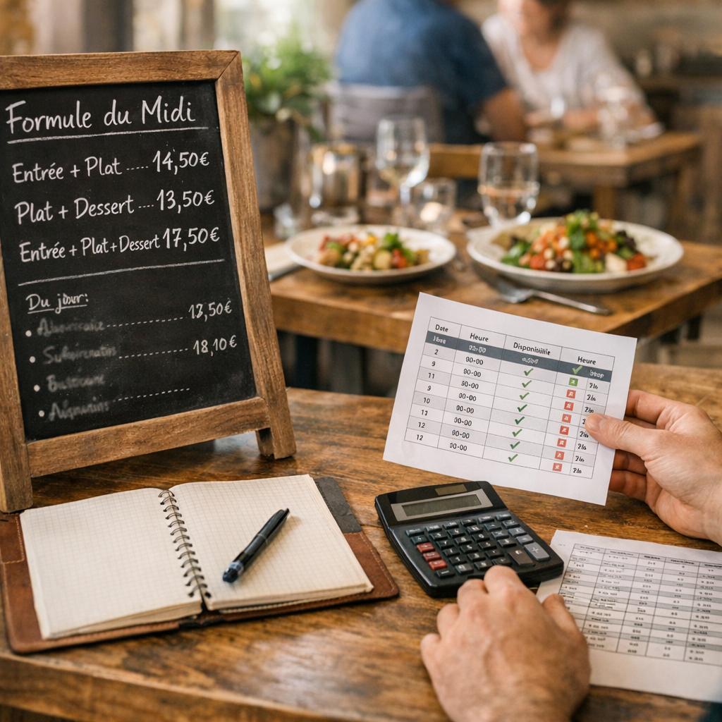 Budget&nbsp;: formule du midi, menu prix et tableau à vérifier avant de réserver